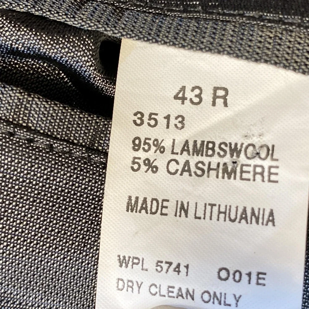 Oscar‎ De La Renta Blazer Mens 43R Gray Lambswool Cashmere Sport Coat Two Button